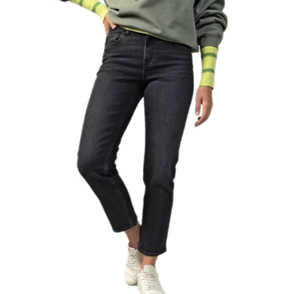 American Eagle Super High Rise Ankle Straight Jeans Women's 12 Long Black Casual